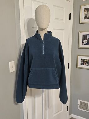 Fabletics Teal Blue Quarter-Zip Fleece Pullover